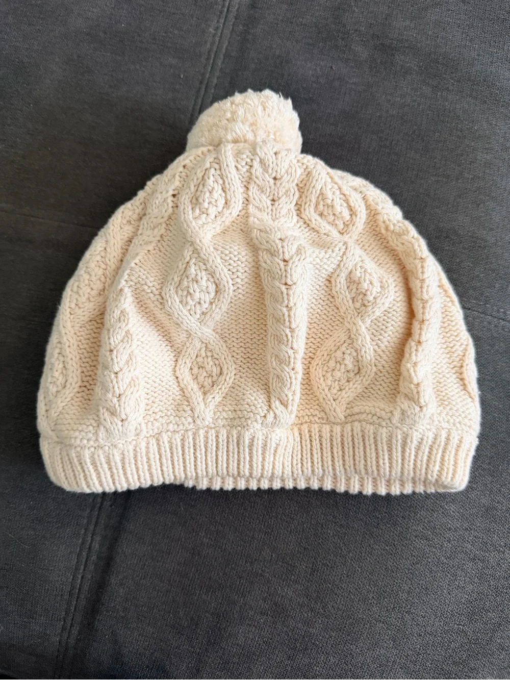 GAP Cream Cable Knit Pom Beanie